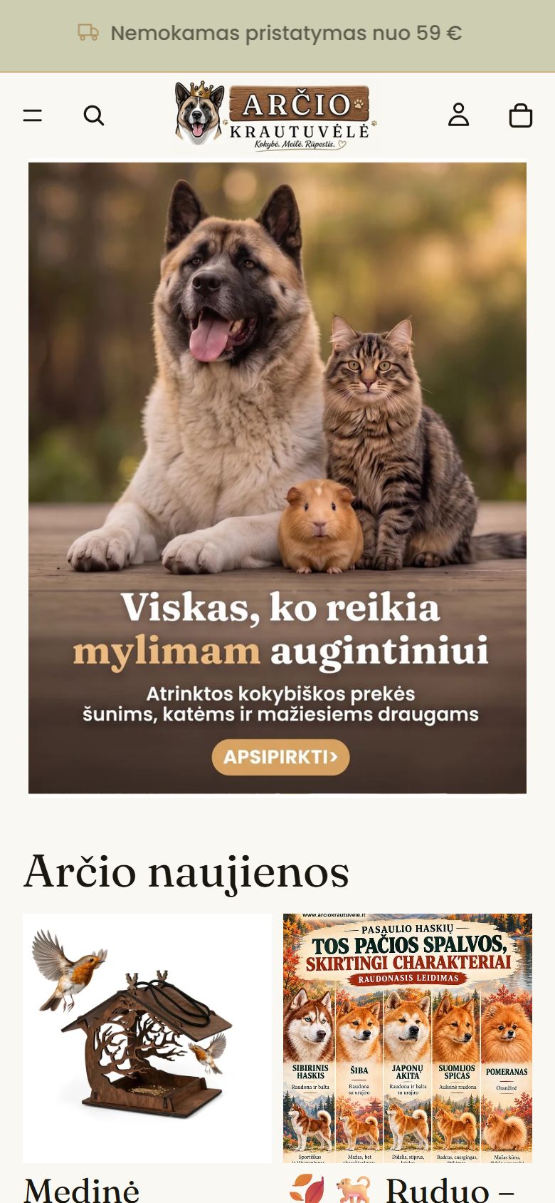 Arčio krautuvėlė telefone